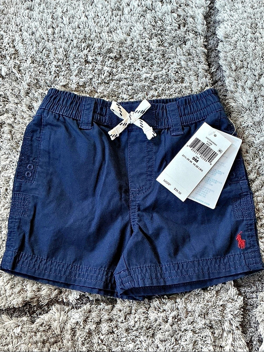 Ralph Lauren Boys Cotton Shorts in Blue Size 9M NWT